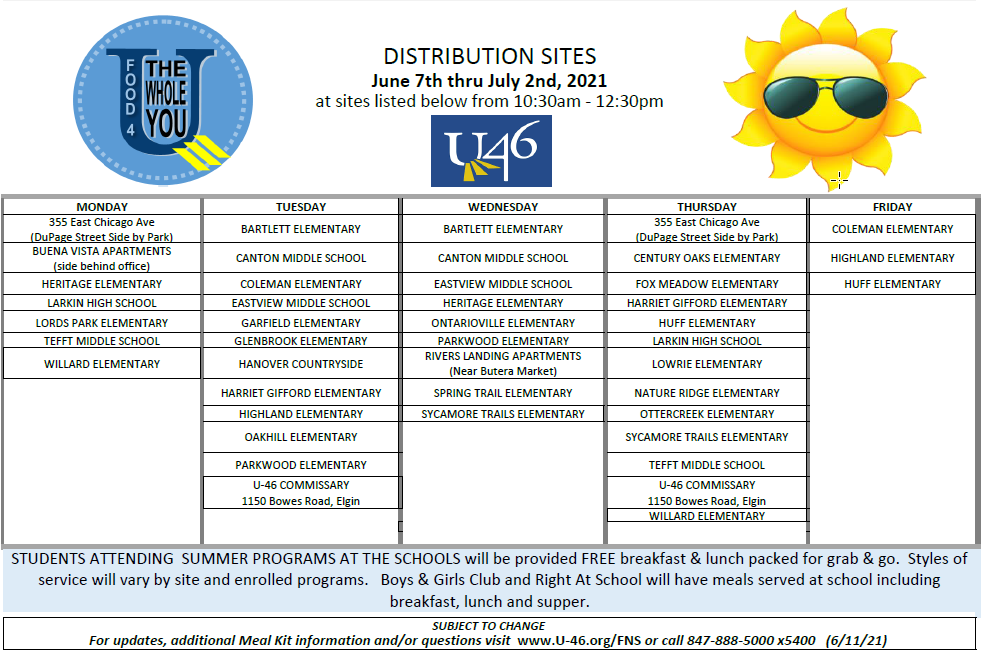 New Meal Distribution Sites Starting June 7, 2021 New Meal Distribution Sites Starting June 7, 2021